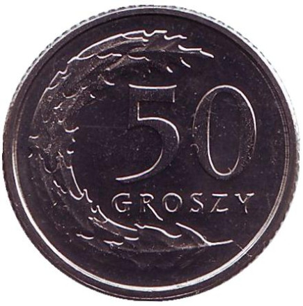 Монета 50 грошей. 2017 год, Польша.
