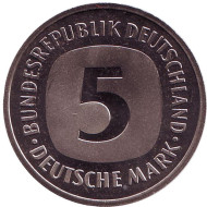 Монета 5 марок. 1980 год (J), Германия. Монета 5 марок. 1980 год (J), Германия.