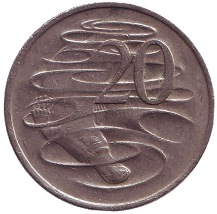 Монета 20 центов. 1976 год, Австралия. Утконос.