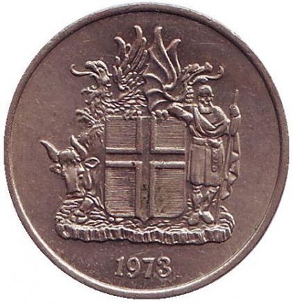 Монета 5 крон. 1973 год, Исландия. Монета 5 крон. 1973 год, Исландия.