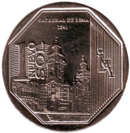 Монета 1 соль. 2014 год, Перу. Кафедральный собор Лимы. Монета 1 соль. 2014 год, Перу. Кафедральный собор Лимы.