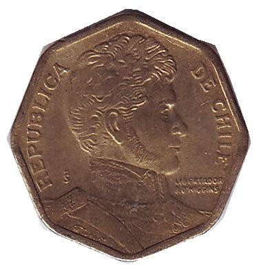 Монета 5 песо. 2003 год, Чили. Бернардо О’Хиггинс.