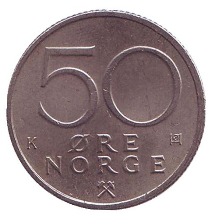 Монета 50 эре. 1985 год, Норвегия.