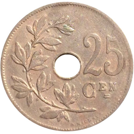 Монета 25 сантимов. 1926 год, Бельгия. (Belgie)