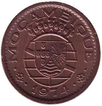 Монета 20 сентаво. 1974 год, Мозамбик в составе Португалии.