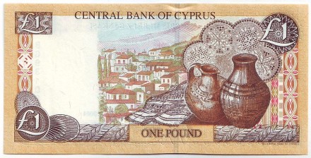 Банкнота 1 фунт. (1 лира). 2004 год, Кипр.