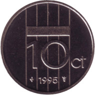 Монета 10 центов. 1995 год, Нидерланды. BU.