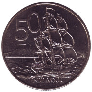 Монета 50 центов, 1987 год, Новая Зеландия. Парусник "Endeavour". Монета 50 центов, 1987 год, Новая Зеландия. Парусник "Endeavour".