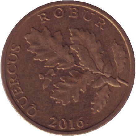 Монета 5 лип. 2016 год, Хорватия. Дуб черешчатый. Монета 5 лип. 2016 год, Хорватия. Дуб черешчатый.