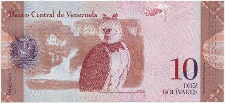 Банкнота 10 боливаров. 2013 год, Венесуэла.