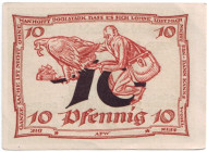 Нотгельд Арнштадта. 10 пфеннигов. 1921 год, Веймарская республика (Германия).