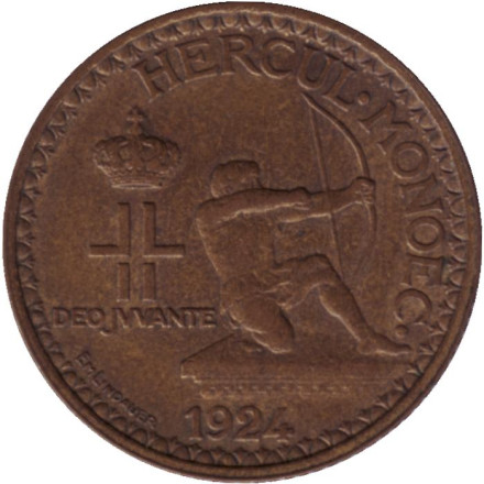 Монета 2 франка. 1924 год, Монако.