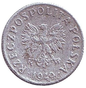 Монета 2 гроша. 1949 год, Польша. Состояние - F. Монета 2 гроша. 1949 год, Польша. Состояние - F.