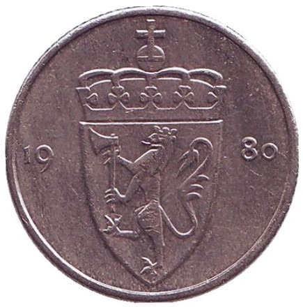 Монета 50 эре. 1980 год, Норвегия. (со звездой) Монета 50 эре. 1980 год, Норвегия. (со звездой)