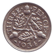 Монета 3 пенса. 1934 год, Великобритания. Монета 3 пенса. 1934 год, Великобритания.
