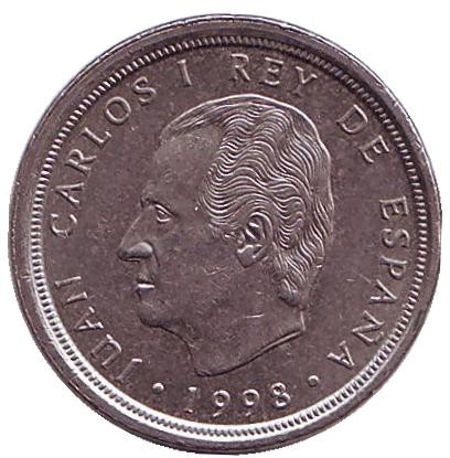 Монета 10 песет. 1998 год, Испания. Король Хуан Карлос I. Монета 10 песет. 1998 год, Испания. Король Хуан Карлос I.