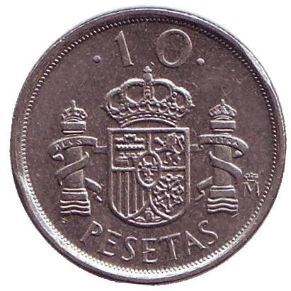 Монета 10 песет. 1998 год, Испания. Король Хуан Карлос I.