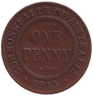 Монета 1 пенни. 1913 год, Австралия.