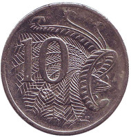Монета 10 центов. 2004 год, Австралия. Лирохвост. Монета 10 центов. 2004 год, Австралия. Лирохвост.