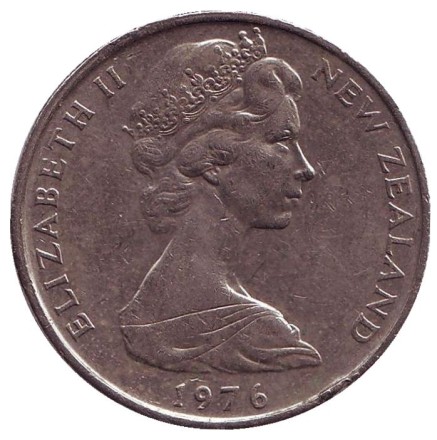 Монета 50 центов, 1976 год, Новая Зеландия. Парусник "Endeavour".