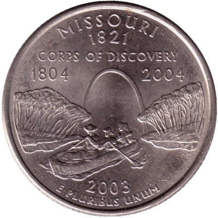 Монета 25 центов (P). 2003 год, США. Миссури. Штат № 24.