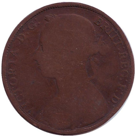 Монета 1 пенни. 1888 год, Великобритания.