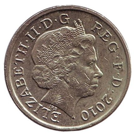 Монета 1 фунт. 2010 год, Великобритания. Королевский Щит. Монета 1 фунт. 2010 год, Великобритания. Королевский Щит.