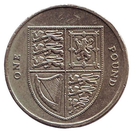 Монета 1 фунт. 2010 год, Великобритания. Королевский Щит.
