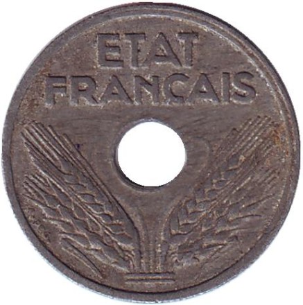 Монета 10 сантимов. 1941 год, Франция. Режим Виши.