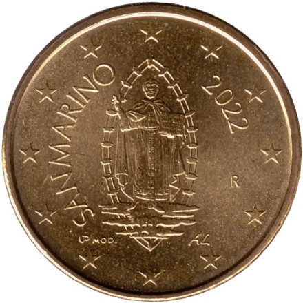 Монета 50 центов. 2022 год, Сан-Марино.