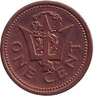 Монета 1 цент. 1999 год, Барбадос. Монета 1 цент. 1999 год, Барбадос.