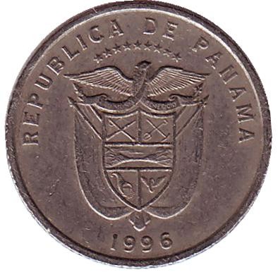 Монета 1/10 бальбоа. 1996 год, Панама. Васко Нуньес де Бальбоа.