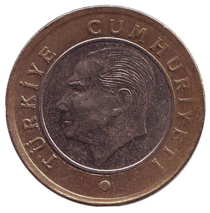 Монета 1 лира. 2016 год, Турция. Монета 1 лира. 2016 год, Турция.