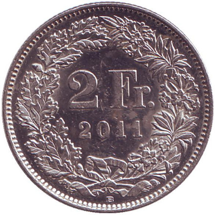 Монета 2 франка. 2011 год, Швейцария. Гельвеция.