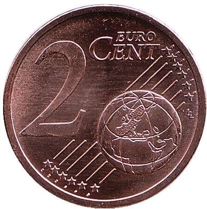 Монета 2 цента. 2015 год (А), Германия. Монета 2 цента. 2015 год (А), Германия.