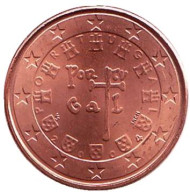 Монета 1 цент. 2004 год, Португалия.