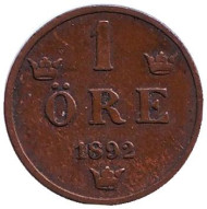 Монета 1 эре. 1892 год, Швеция. Монета 1 эре. 1892 год, Швеция.