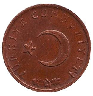Монета 1 куруш. 1968 год, Турция. Монета 1 куруш. 1968 год, Турция.