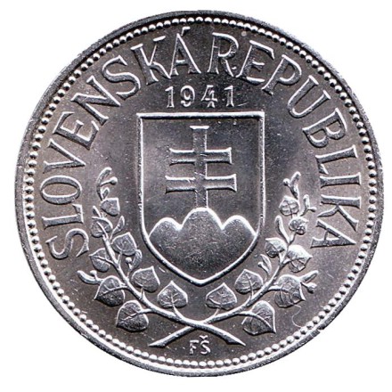 Монета 20 крон, 1941 год, Словакия. Кирилл и Мефодий.