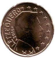 Монета 20 центов. 2014 год, Люксембург. Монета 20 центов. 2014 год, Люксембург.
