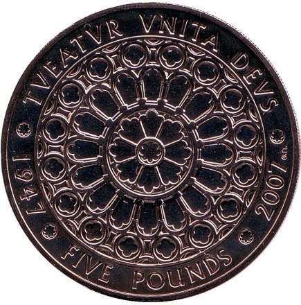 Монета 5 фунтов. 2007 год, Великобритания. 60-летие бракосочетания королевы Елизаветы.