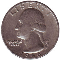 Вашингтон. Монета 25 центов. 1966 год, США.