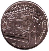 Монета 1 песо. 2001 год, Куба. Каса Натал. Монета 1 песо. 2001 год, Куба. Каса Натал.