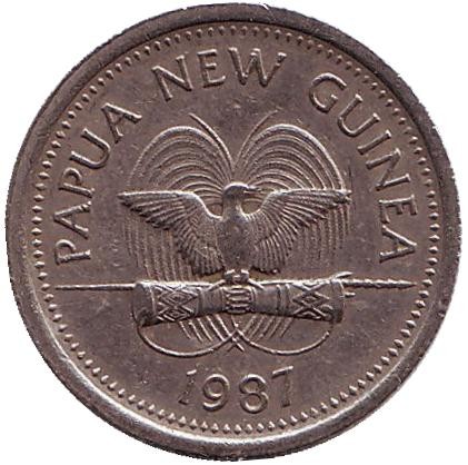 Монета 5 тойа, 1987 год, Папуа-Новая Гвинея. Свиноносая черепаха. Монета 5 тойа, 1987 год, Папуа-Новая Гвинея. Свиноносая черепаха.