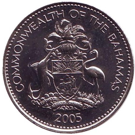 Монета 5 центов. 2005 год, Багамские острова. Ананас. UNC.