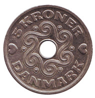 Монета 5 крон. 2007 год, Дания. Монета 5 крон. 2007 год, Дания.