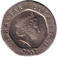 Монета 20 пенсов. 2002 год, Гибралтар.