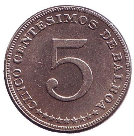 Монета 5 сентесимо. 1968 год, Панама.