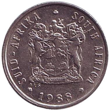 Монета 5 центов. 1988 год, Южная Африка. Африканская красавка. Монета 5 центов. 1988 год, Южная Африка. Африканская красавка.