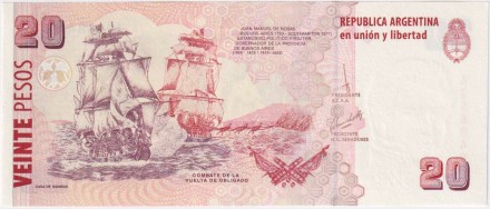 Банкнота 20 песо. 2003 год, Аргентина. P-355c. Банкнота 20 песо. 2003 год, Аргентина. P-355c.